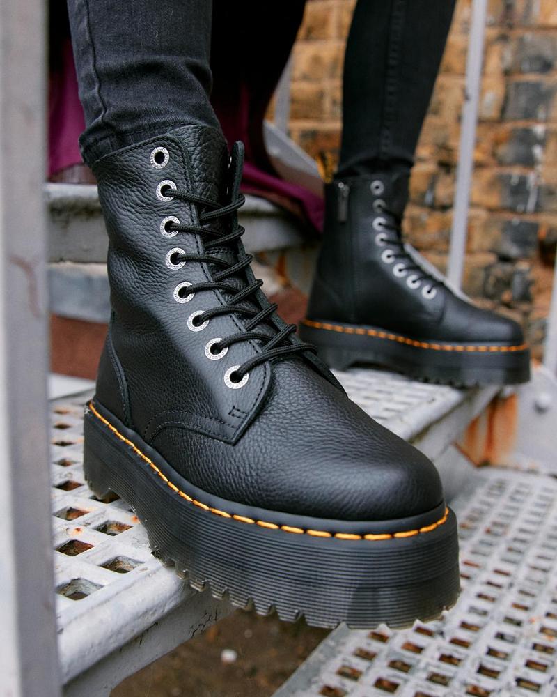 Dr Martens Jadon Pisa Leren Platform Laarzen Heren Zwart | NL 254LIS